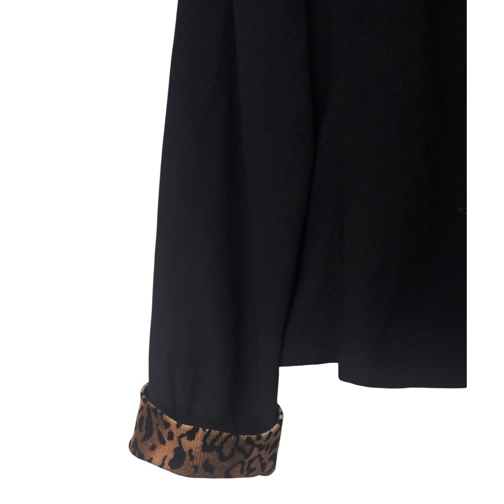 Danny & Nicole Womens Black Leopard Print Trim Blazer Jacket 10P NWT Mob Wife - Picture 3 of 8